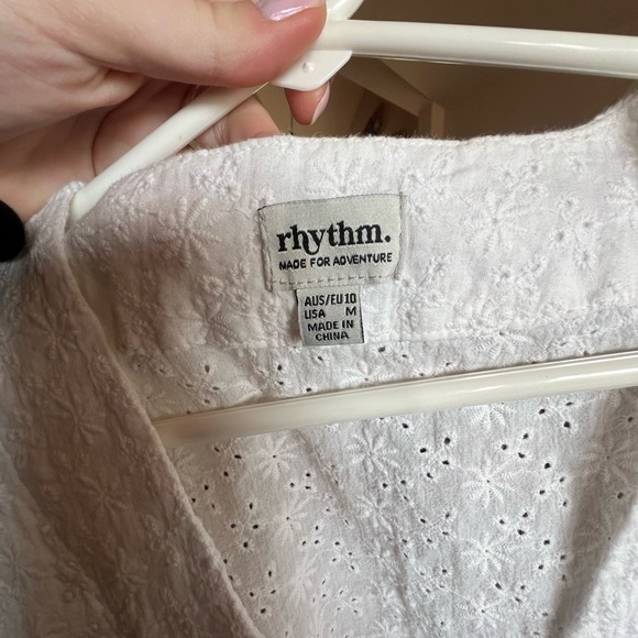 Rhythm White Textured Button Down Shirt - Picture 4 of 4